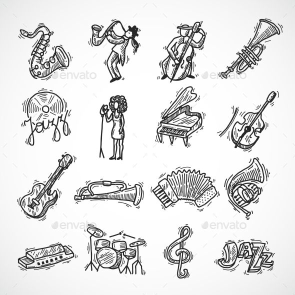 590x590 Jazz Icons Sketch Doodles, Drafts, How To Draw Vector Free