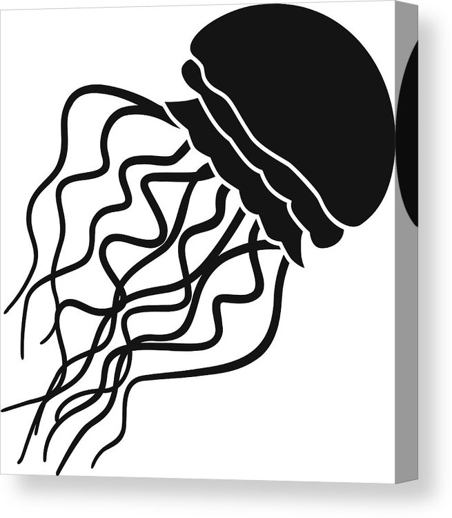 655x750 Vector Jellyfish Icon Stencil In Black And White Canvas Print