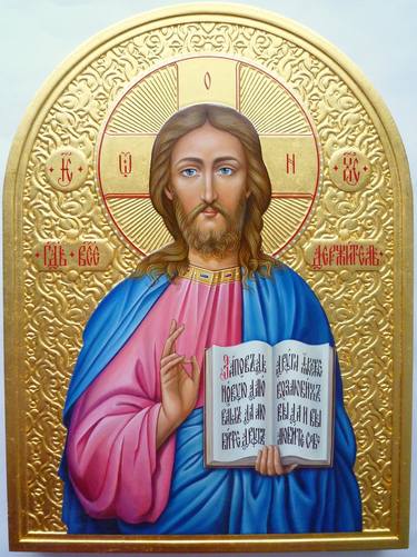 375x501 Hand Painted Icon Jesus Christ Pantocrator Icon Painting