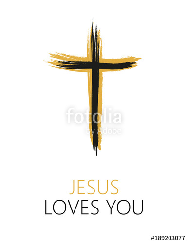 386x500 Hand Drawn Black Grunge Cross Icon With Text Jesus Loves You