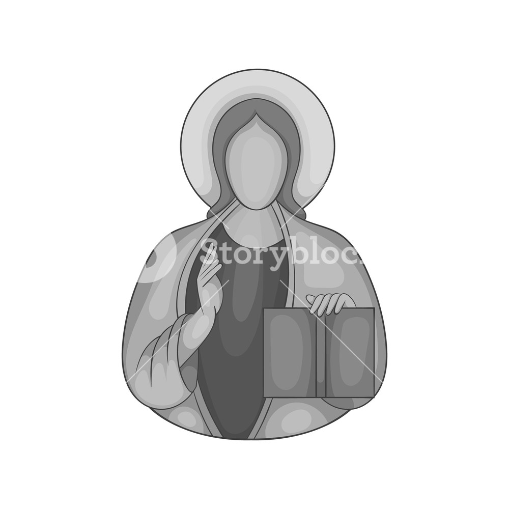 1000x1000 Jesus Christ Icon In Black Monochrome Style Isolated On White