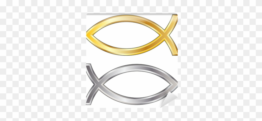 840x389 Gold And Silver Christian Jesus Fish Icon Wall Mural