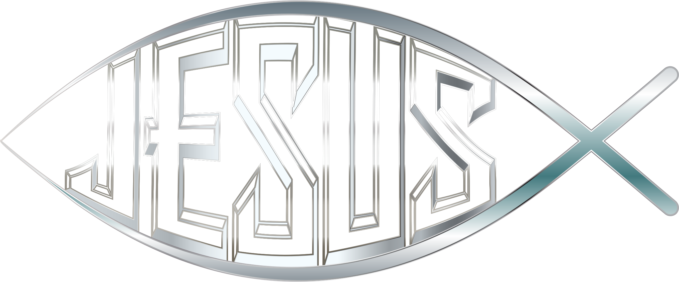 2316x964 Jesus Fish Silver No Background Icons Png