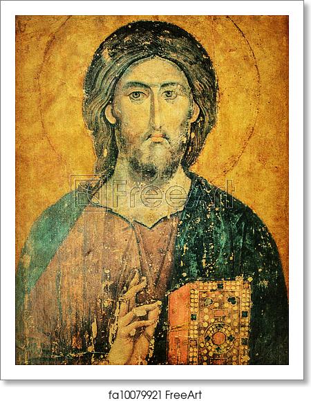 450x580 Free Art Print Of Icon Of Jesus Christ With Bible In Hands