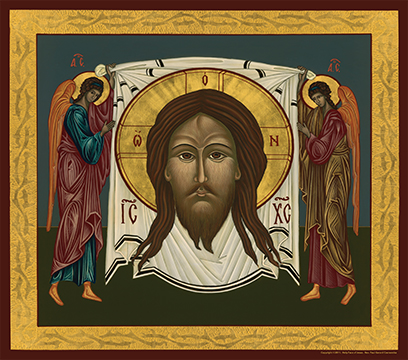 408x360 Holy Face Of Jesus Icon Metallic Print