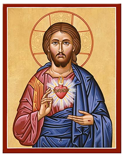 425x539 Monastery Icons Sacred Heart Of Jesus Mounted Plaque