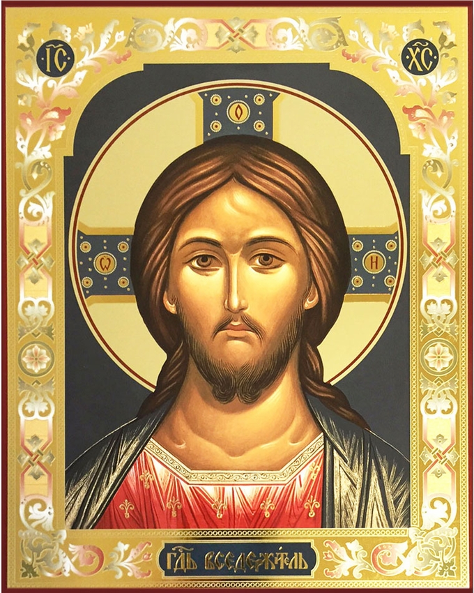 680x850 Christ Almighty, Gold Silver Foiled Orthodox Icon
