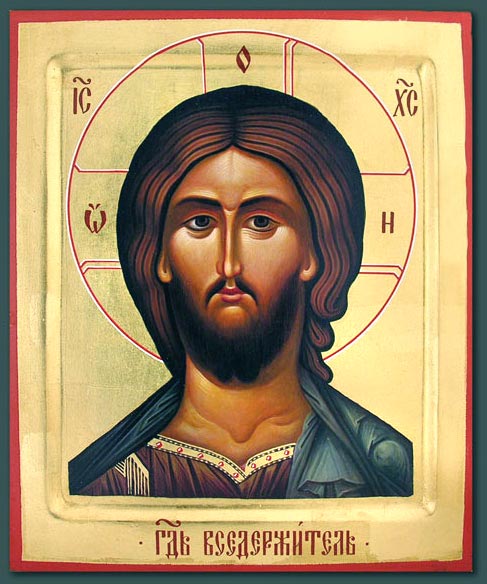487x584 Christ Pantocrator, Orthodox Christian Serigraph Icon