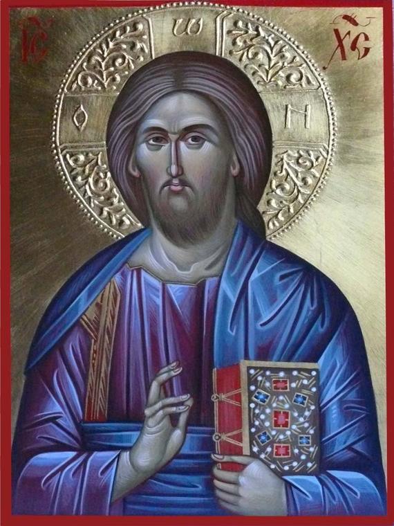 570x760 Jesus Christ Orthodox Icon Hand Painted Byzantine Art Etsy