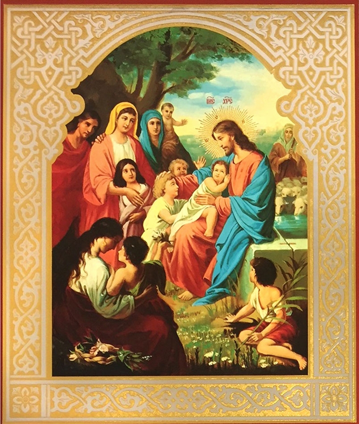 719x850 Christ Blessing The Children, Orthodox Gold Foil Icon