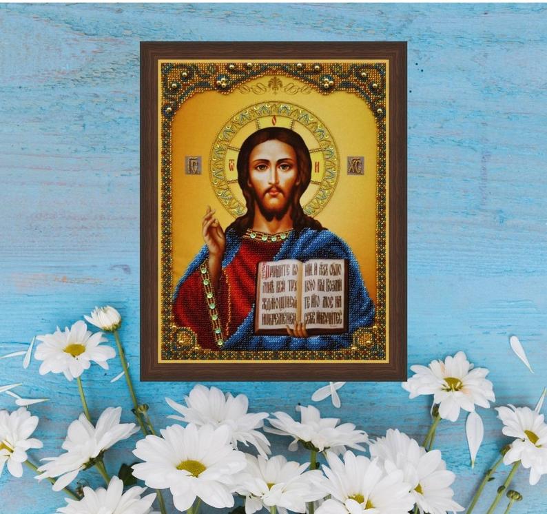 794x746 Jeweled Icon Of Christ The Teacher Christian Gift For Him Our Etsy