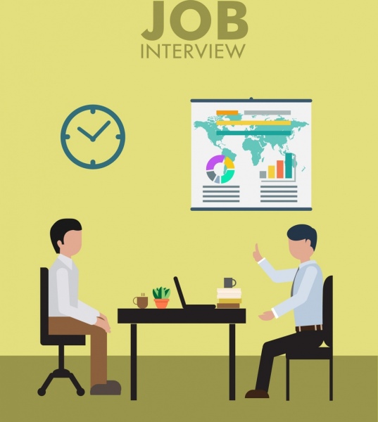 537x600 Job Interview Theme Colored Human Icons Office Theme Free Vector
