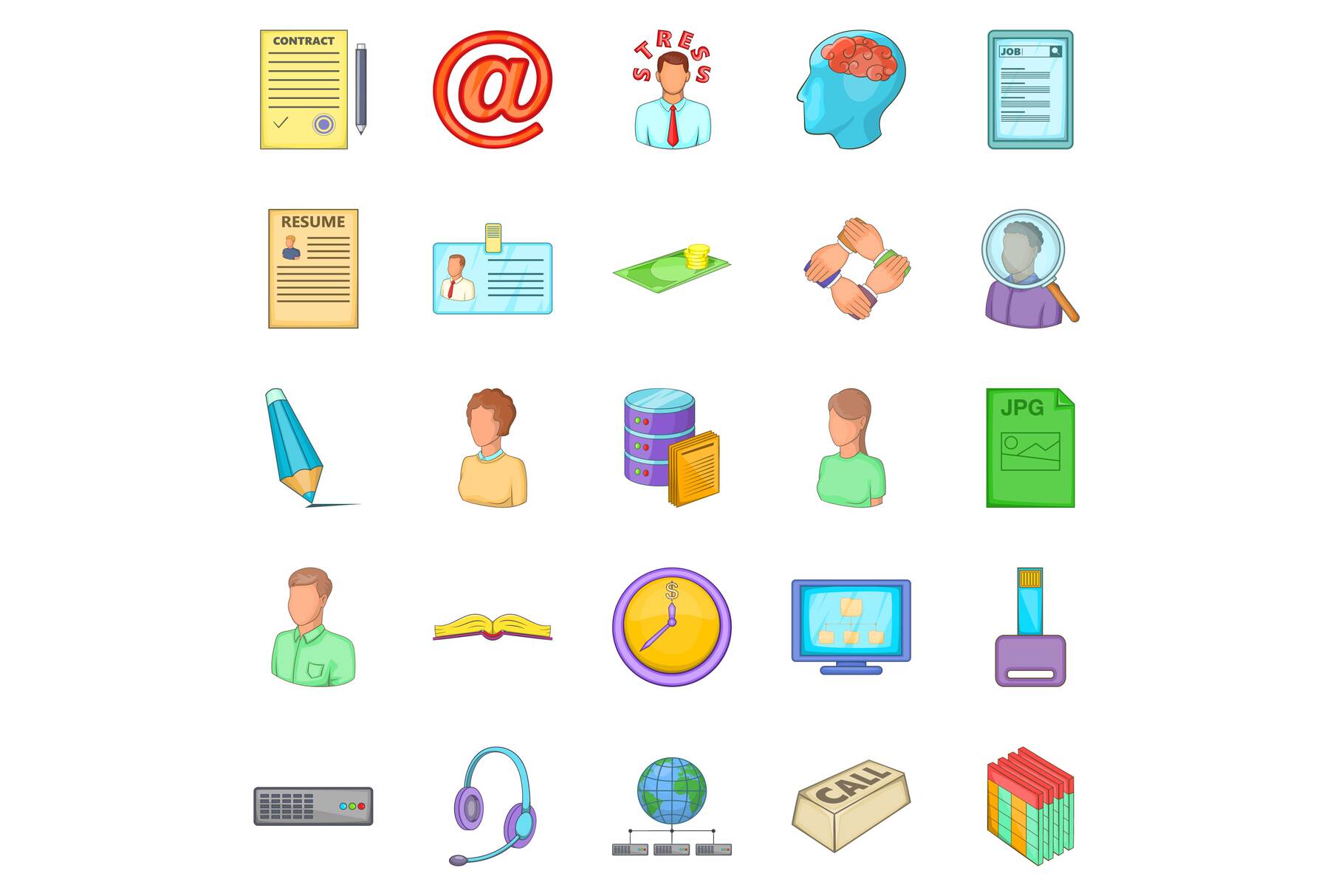 1820x1214 Order Icons Set, Cartoon Style