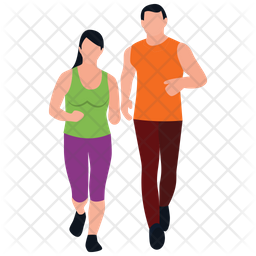 256x256 Couple Jogging Icon Of Flat Style