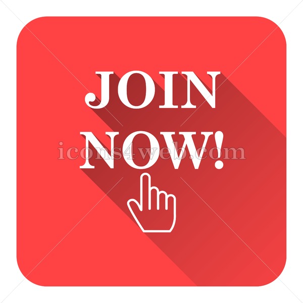 600x600 Join Now Flat Icon With Long Shadow Vector