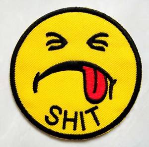 300x297 Funny Joke Bad Smile Icon Emoticon Embroidered Iron On Patch Free