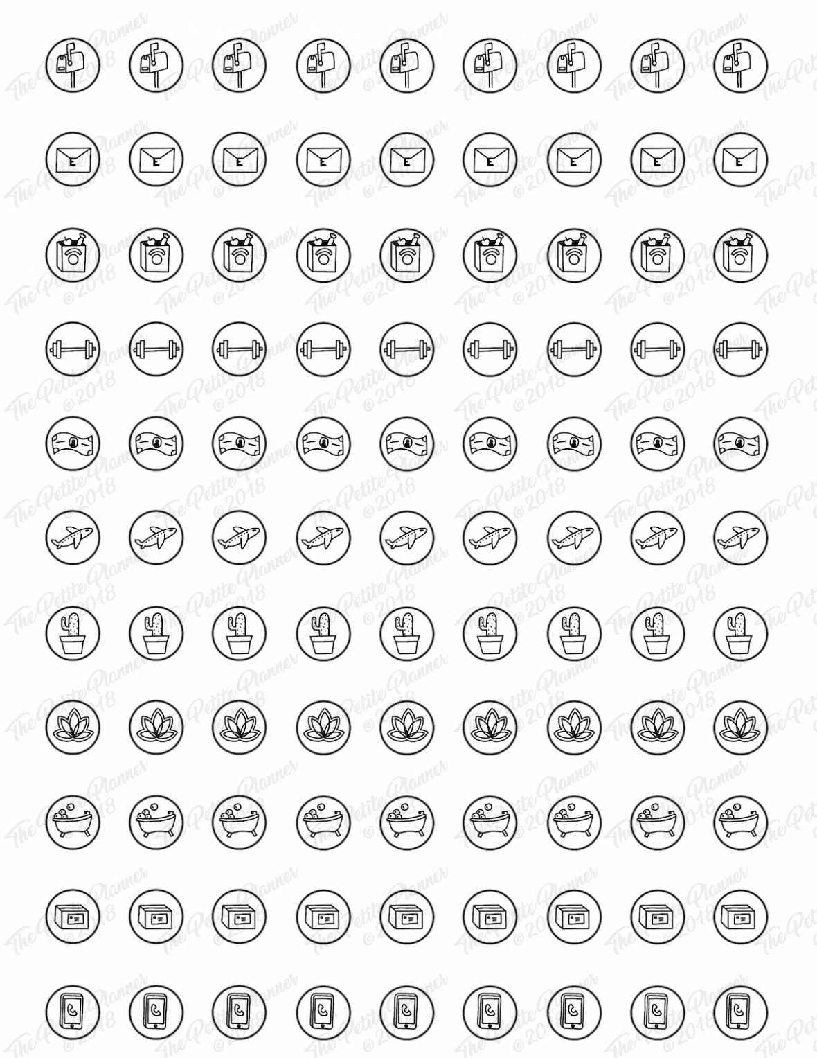 1180x1527 Bullet Journal Icon Printable Stickers