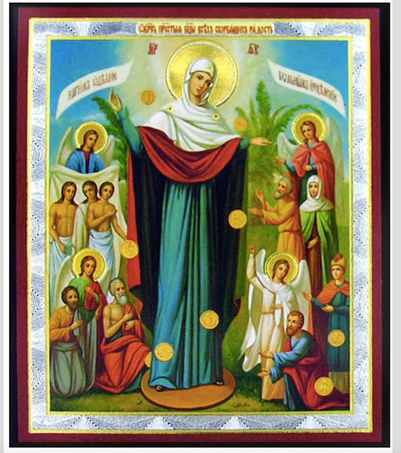 570x644 A Miniature Icon The Mother Of God Joy Of All Who Sorrow Etsy