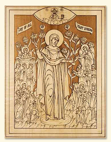 390x500 Mother Of God The Joy Of All Who Sorrow Laser Engraved Icon