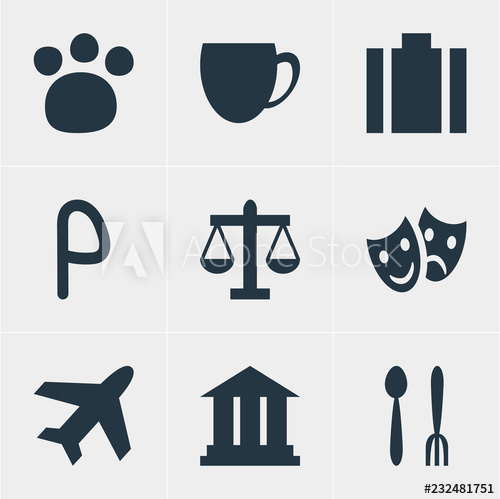 500x499 Vector Illustration Of Map Icons Editable Set Of Academy