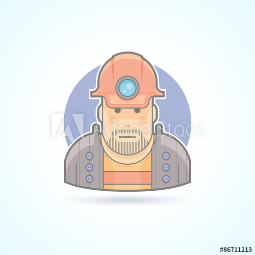 500x500 Miner, Worker Icon Avatar And Person Illustration Flat Colored
