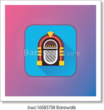 362x382 Vector Retro Jukebox Icon, Art Print Barewalls Posters Prints
