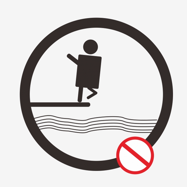 640x640 Black Cartoon Forbidden Jump Icon, No Jumping, Security Sign