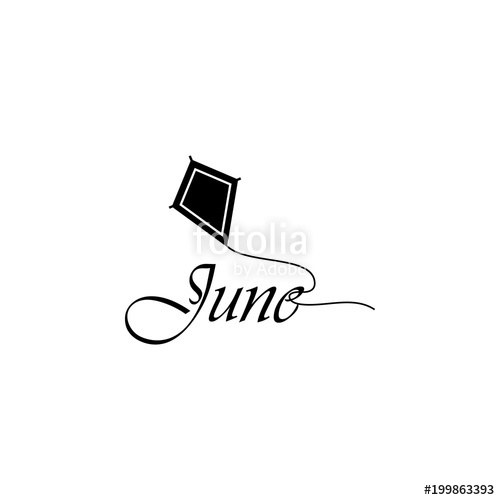 500x500 June Icon Written Name Of The Month With Different Elements