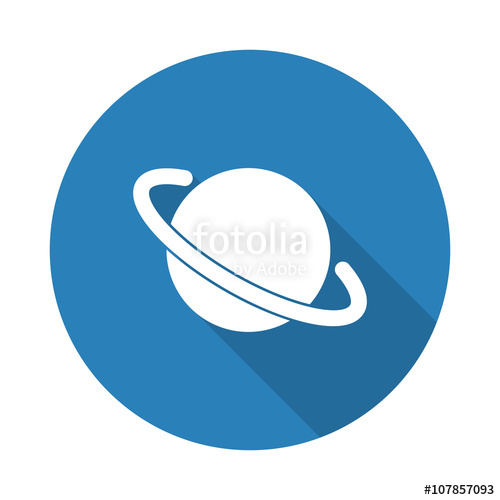 500x500 Flat White Jupiter Icon Web Icon With Long Drop Shadow On Blue C