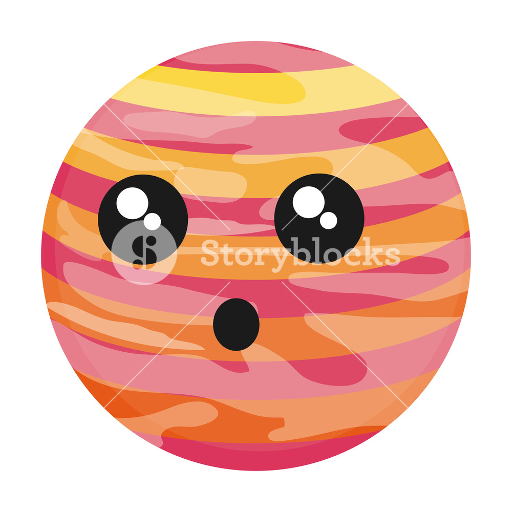 1000x1000 Kawaii Jupiter Icon Over White Background Vector Illustration