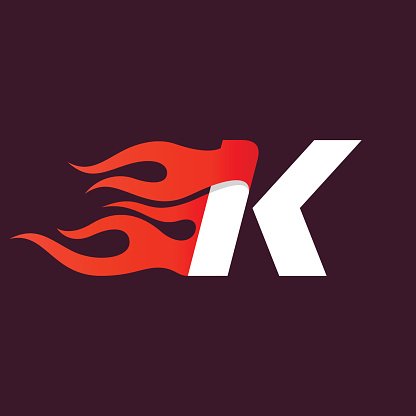 416x416 Fast Fire Letter K Icon On Stockvektorer