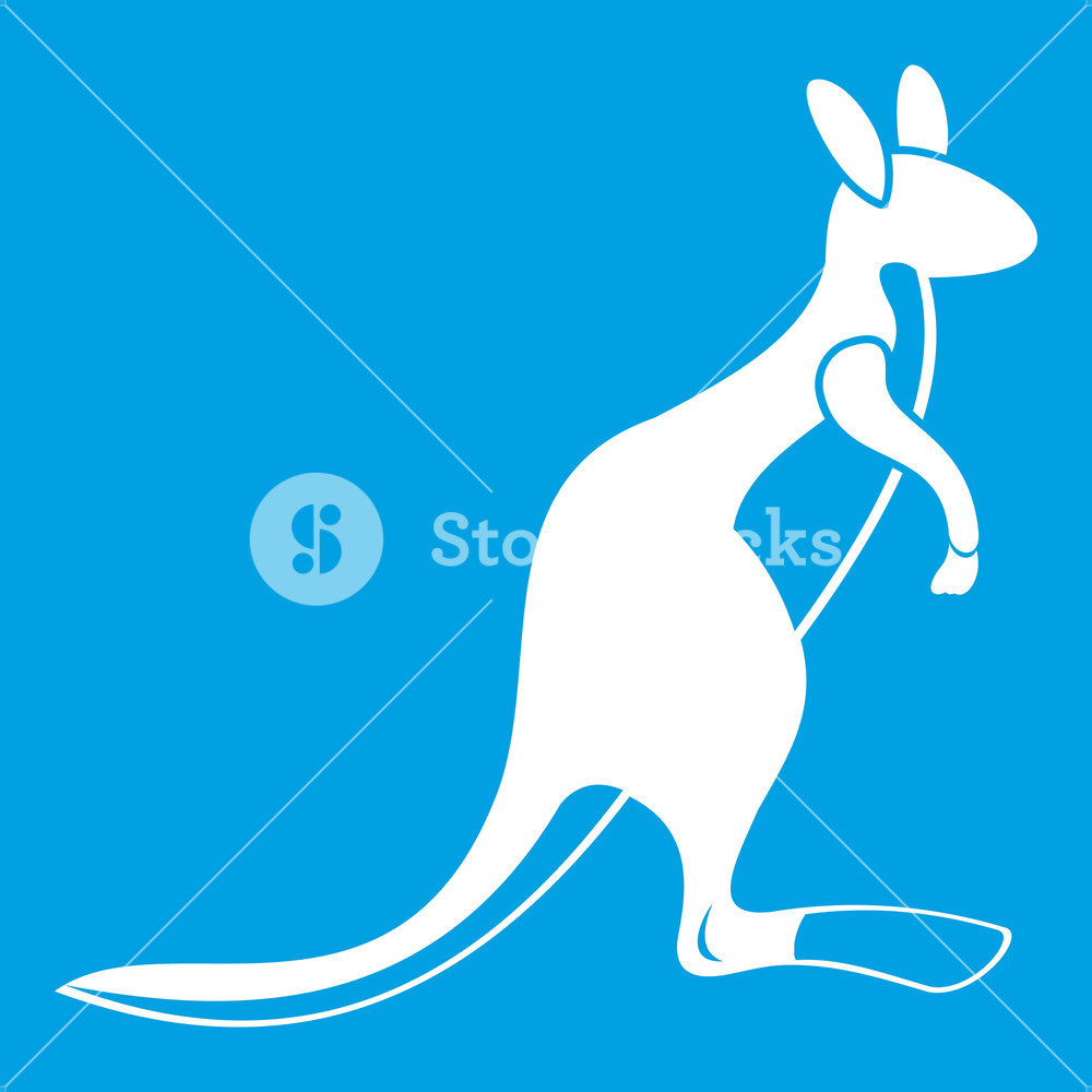 Kangaroo Icon White Isolated On Blue Background Vector 1000x1000 Kangaroo Icon White Isolated On Blue Background Vector