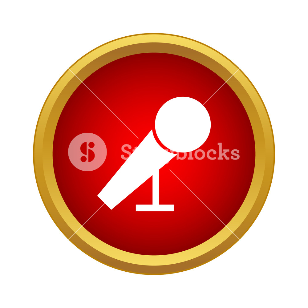 1000x1000 Microphone For Karaoke Icon In Simple Style In Red Circle Music
