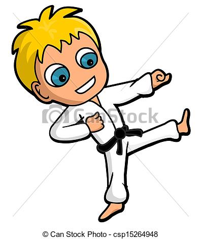 396x470 Karate Kid Kid Character Practicing Karate Kicking And Punching