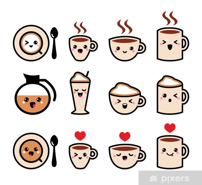700x641 Cute Coffee, Cappuccino And Espresso Kawaii Icon Set
