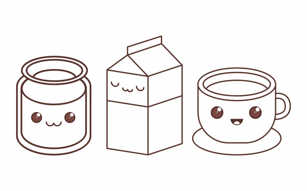 626x390 Glass Milk Carton Cup Kawaii Icon Image Black Line Vector