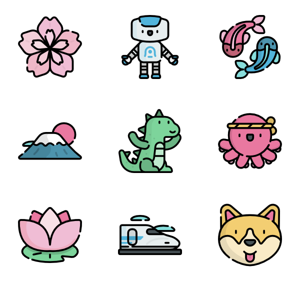 600x564 Kawaii Icon Style Lineal Color