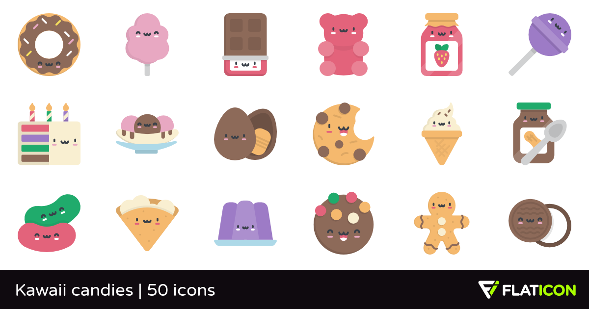 1200x630 Kawaii Candies Free Icons
