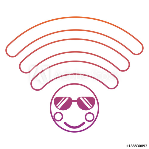 500x500 Wifi With Sunglasses Kawaii Icon Image Vector Illustration Design