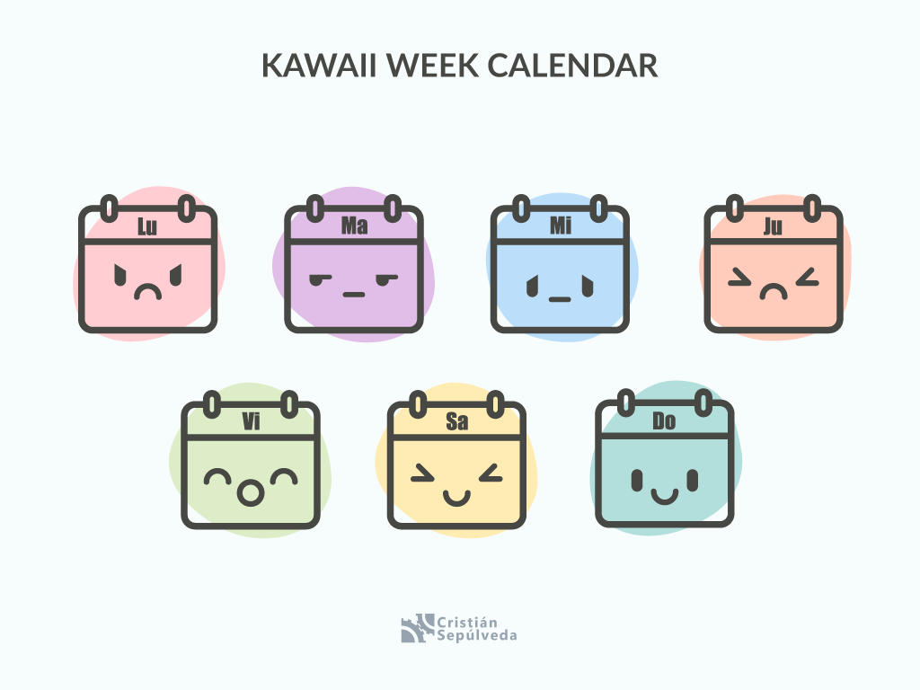 1024x768 Abstract Kawaii Calendar Icons