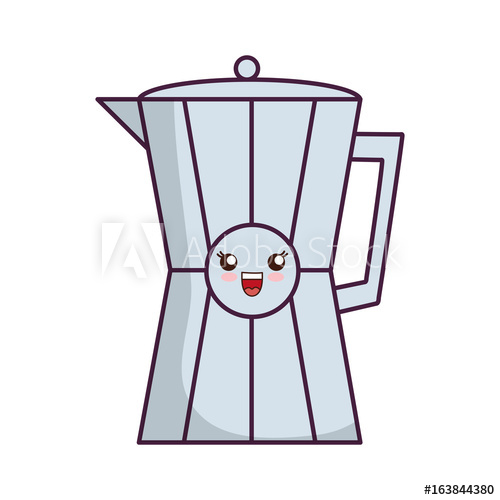 500x500 Kawaii Italian Coffee Maker Icon Over White Background Vector