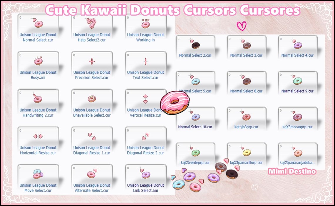 1140x700 Cute Kawaii Donuts Cursors Cursores