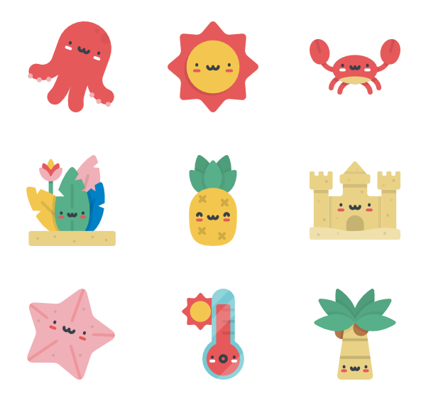 600x564 Free Vector Icons Of Kawaii Summer Characters Designed