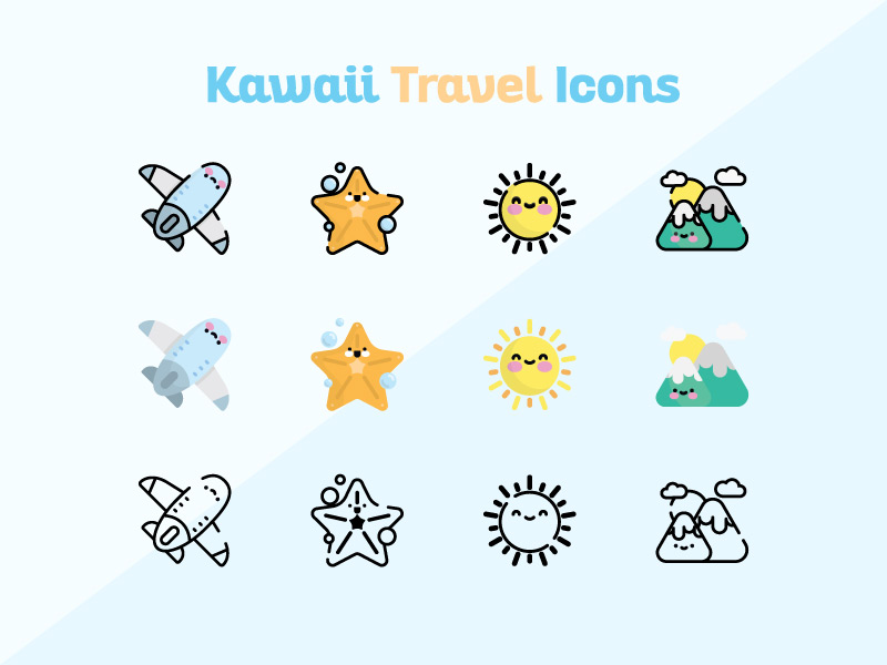 800x600 Kawaii Travel Icons
