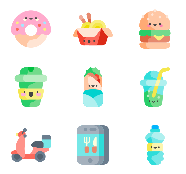 600x564 Fast Food Kawaii Icon Packs