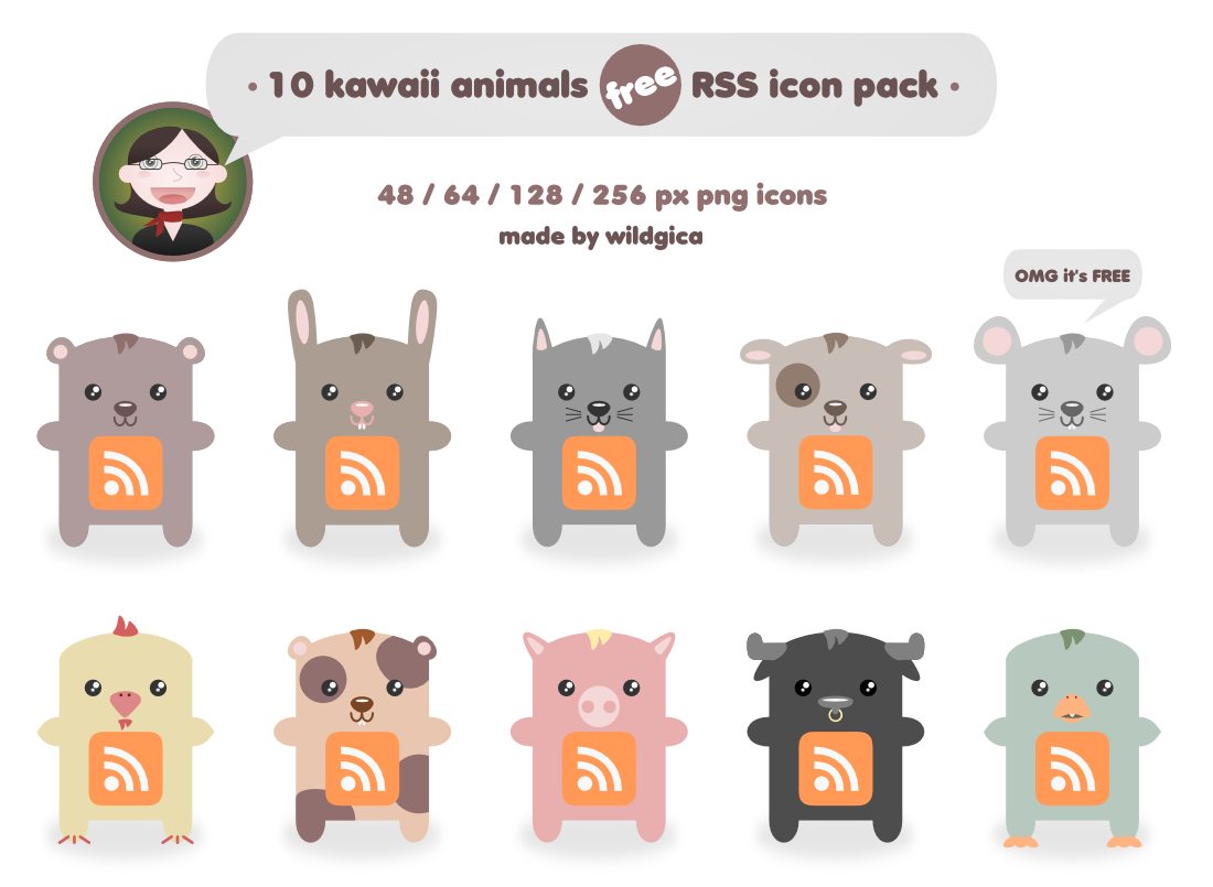 1100x805 Kawaii Animals Rss Icon Pack