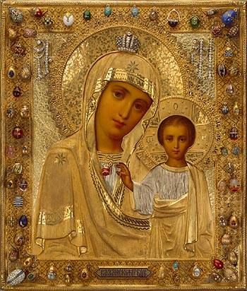 Kazan Icon Of The Mother Of God Madonna And Child Russian 350x412 Kazan Icon Of The Mother Of God Madonna And Child Russian