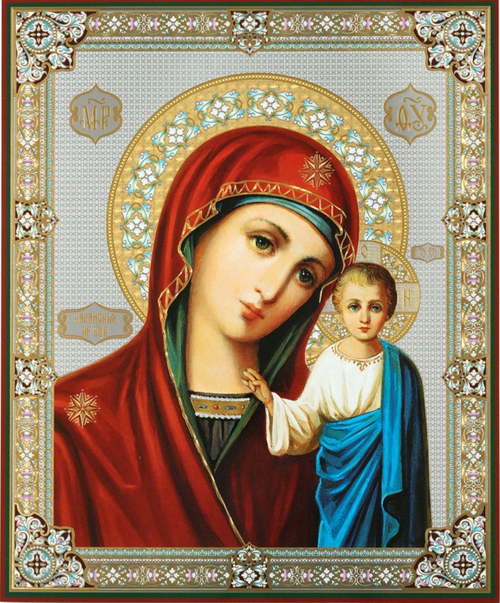 Virgin Of Kazan, Gold Foil Icon On Thin Wood 705x850 Virgin Of Kazan, Gold Foil Icon On Thin Wood