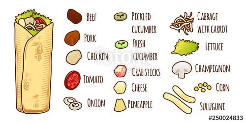 500x250 Mexican Or Arabic Fast Food For Your Menu Design Kebab Isoleted