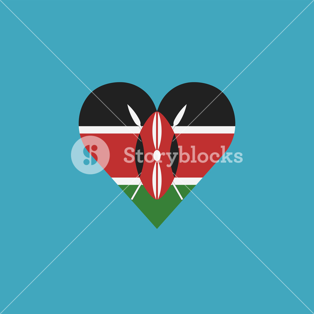 1000x1000 Kenya Flag Icon In A Heart Shape In Flat Design Independence Day